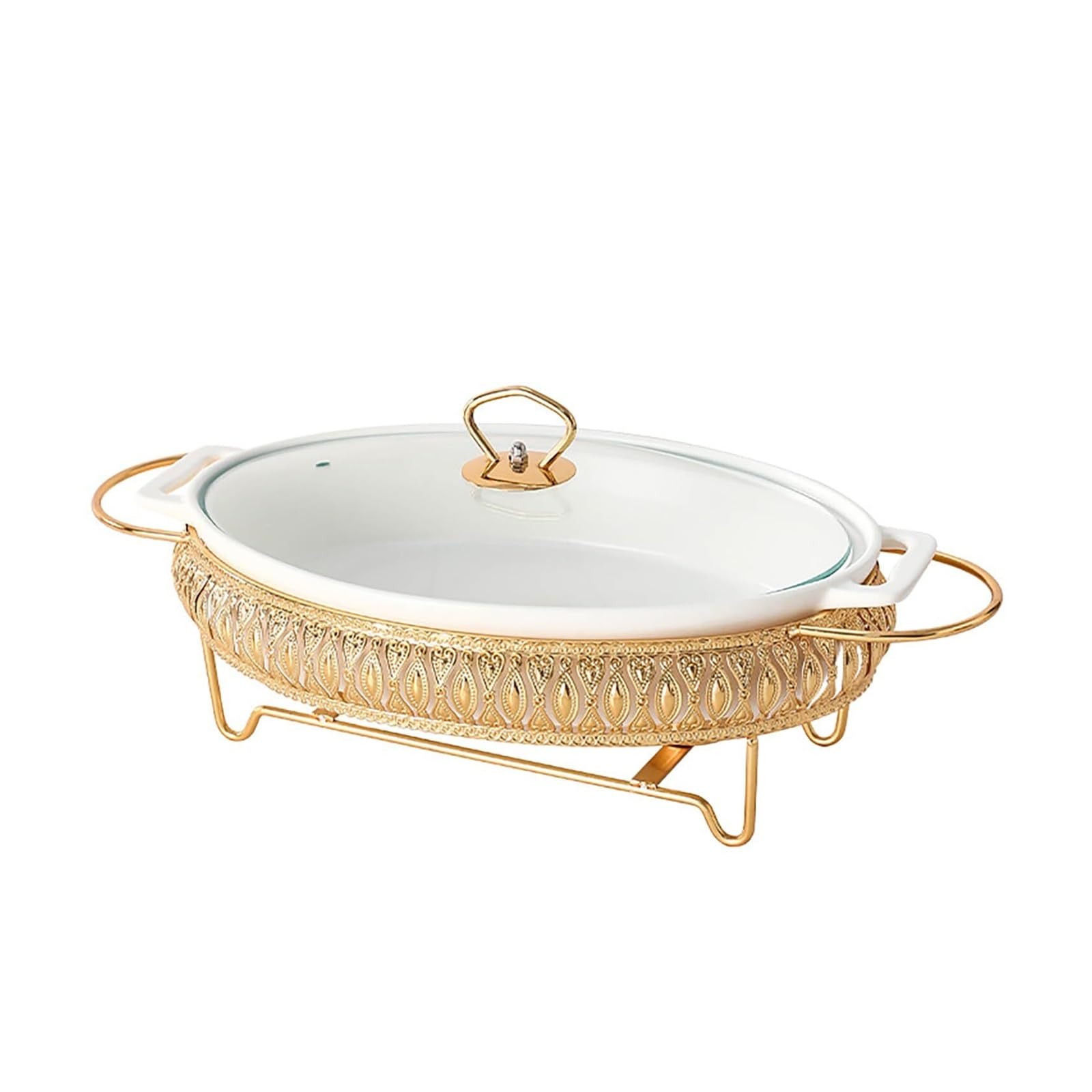 Scaldavivande in ceramica for set scaldavivande in ceramica Cucina a buffet | Rinforzo con finitura in marmo ceramico con coperchio in vetro, rinforzo e set scalda buffet(A13)