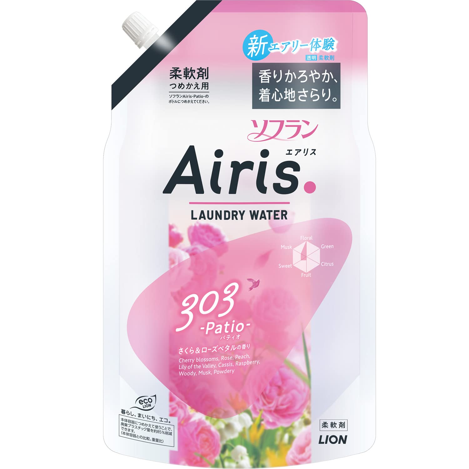 ソフラン エアリス Laundry Water 303 Patio 詰替 9袋 ソフラン エアリス パティオ 詰替 850ml 常温