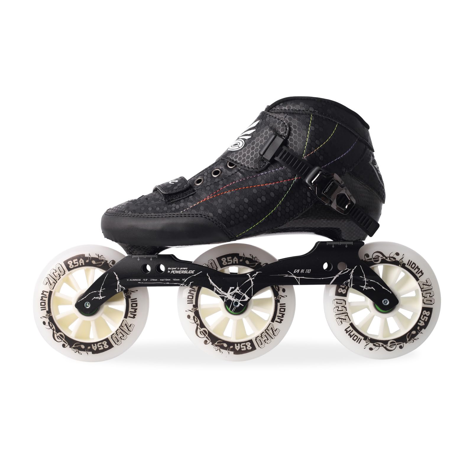 zenggp Speed Inline Skates, Professional Carbon Outdoor Roller Skates For Unisex, With 110mm Wheels, Rollerskates For Men Women Adult, For Park Road Street Slalom(36,3-Wheel Black)