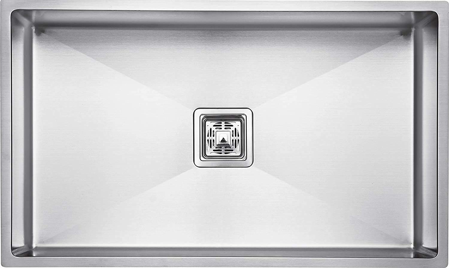 HAPPY HOMES 32" x 20" x 10" Handmade Matt Finish Stainless Steel Single Bowl Kitchen Sink