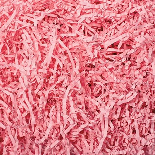 Mcfleet Crinkle Cut Paper Shred Filler 2 LB Light Pink Crinkle Paper Shredded Paper for Gift Box - Gift Basket Filler - Gift Box Stuffing for Valentine's Day Holiday Packaging Wrapping