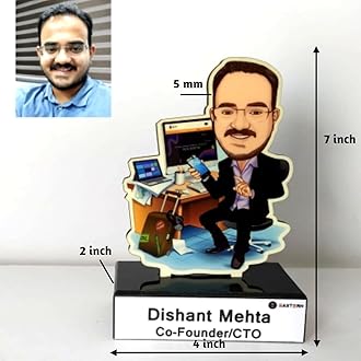 ZOCI VOCI Personalized Gift for Men - Toony Caricature Standee with Customized Name - Coolest Gift for Employee Appraisal,Birthday&Farewell|Funny&Quirky Corporate Gifts (Boss Caricature Male - It)