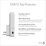 NETGEAR WiFi 6 Mesh Range Extender (EAX15) - Add up to 1,500 sq. ft. and 20+ Devices with AX1800 Dual-Band Wireless Signal Booster & Repeater (up to 1.8Gbps Speed), WPA3 Security, Smart Roaming