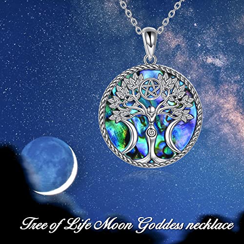 YAFEINI Tree of Life Necklace Sterling Silver Pentagram Pentacle Triple ...