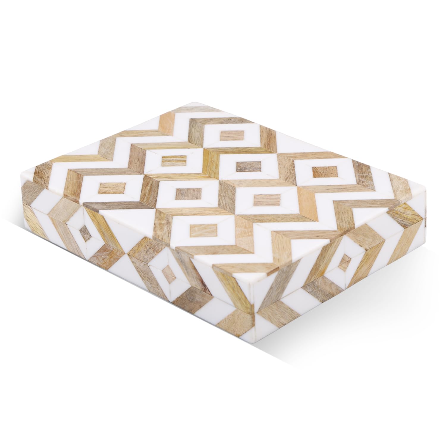 Handicrafts Home Decorative Box 6x8, Photo Storage Box, Jewelry Organizer, Modern Storage Box with Lid, Bohemian Table Decor, Vintage Keepsake Box for Shelf or Coffee Table Decor, Marquet Array