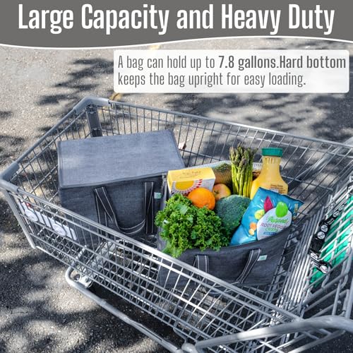 Image of VENO 2 Pack Cooler Bag and Insulated Grocery Bags for Food Delivery, Collapsible Cooler. Reusable Shopping Bags for Groceries with Hard Bottom, Zippered Top, Foldable, Heavy-Duty (Gray, 2 Pack)