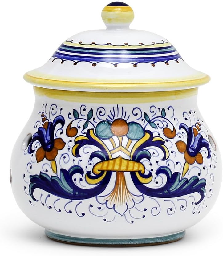 RICCO DERUTA CLASSICO: Garlic/Onion Jar Keeper Short Belly - Handpainted in Italy. Shipped from the USA with Certificate of Authenticity.
