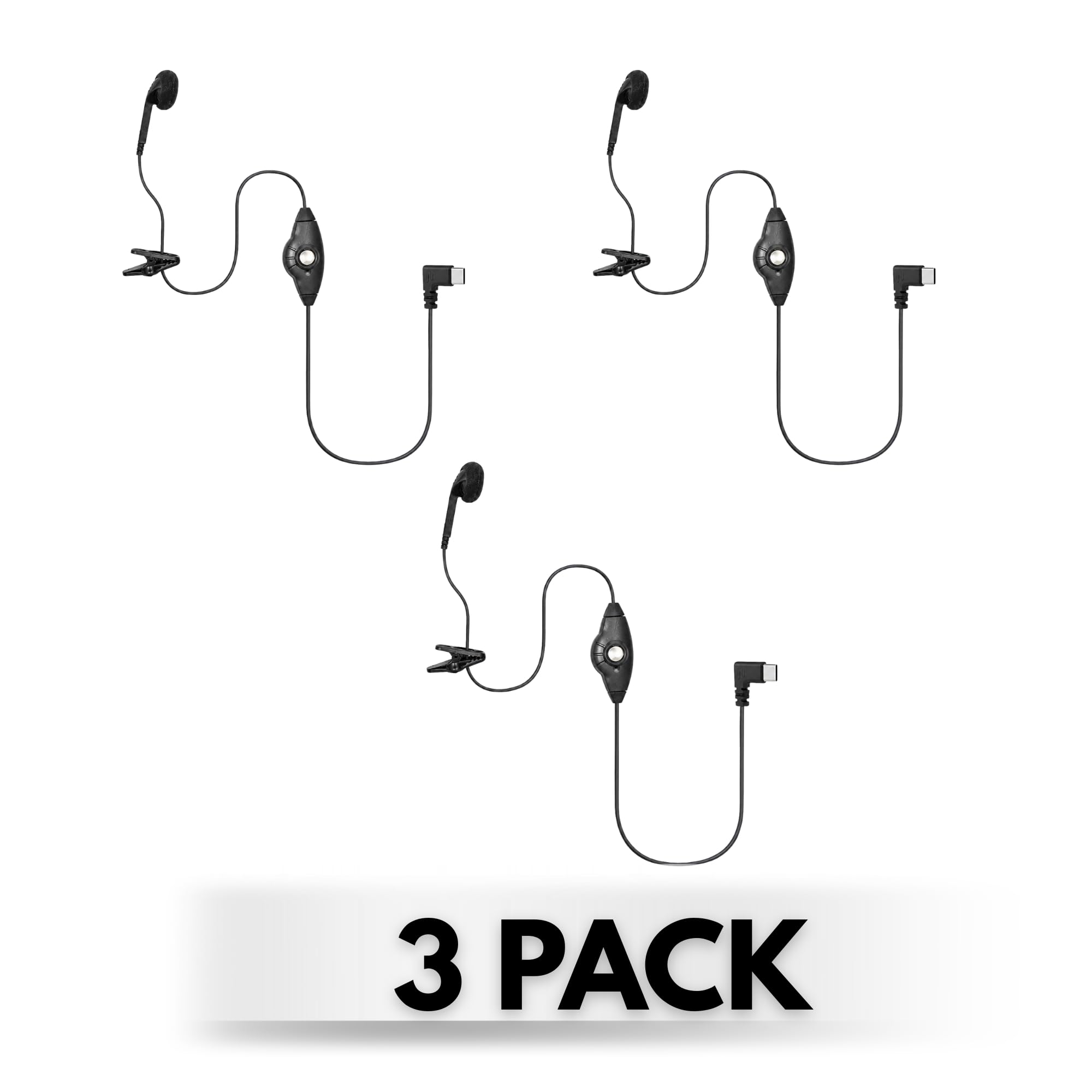 S26 PTT - Auricolari USB C con pulsante PTT e microfono (per team, Zello e altre app Walkie Talkie su smartphone Android/iOS) (confezione da 3)