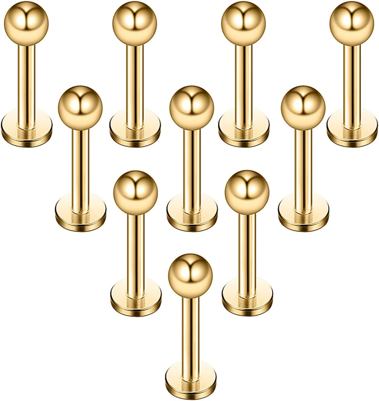 Ruifan 16G 316L Stainless Steel 3mm Ball Labret Monroe Lip Ring Tragus Helix Cartilage Earring Stud Barbell Bar Length 6mm 8mm 10mm 12mm Body Piercing Jewelry