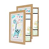 GiggleCraft Kids Art Frames 2 Pack – 8.5x11 Front-Opening Picture Frame Holds 100+ Artworks - 8.5x11 Without Mat – Display Children’s Artwork & Crafts, 3D Pictures, Crafts, Hanging Arts - Wooden