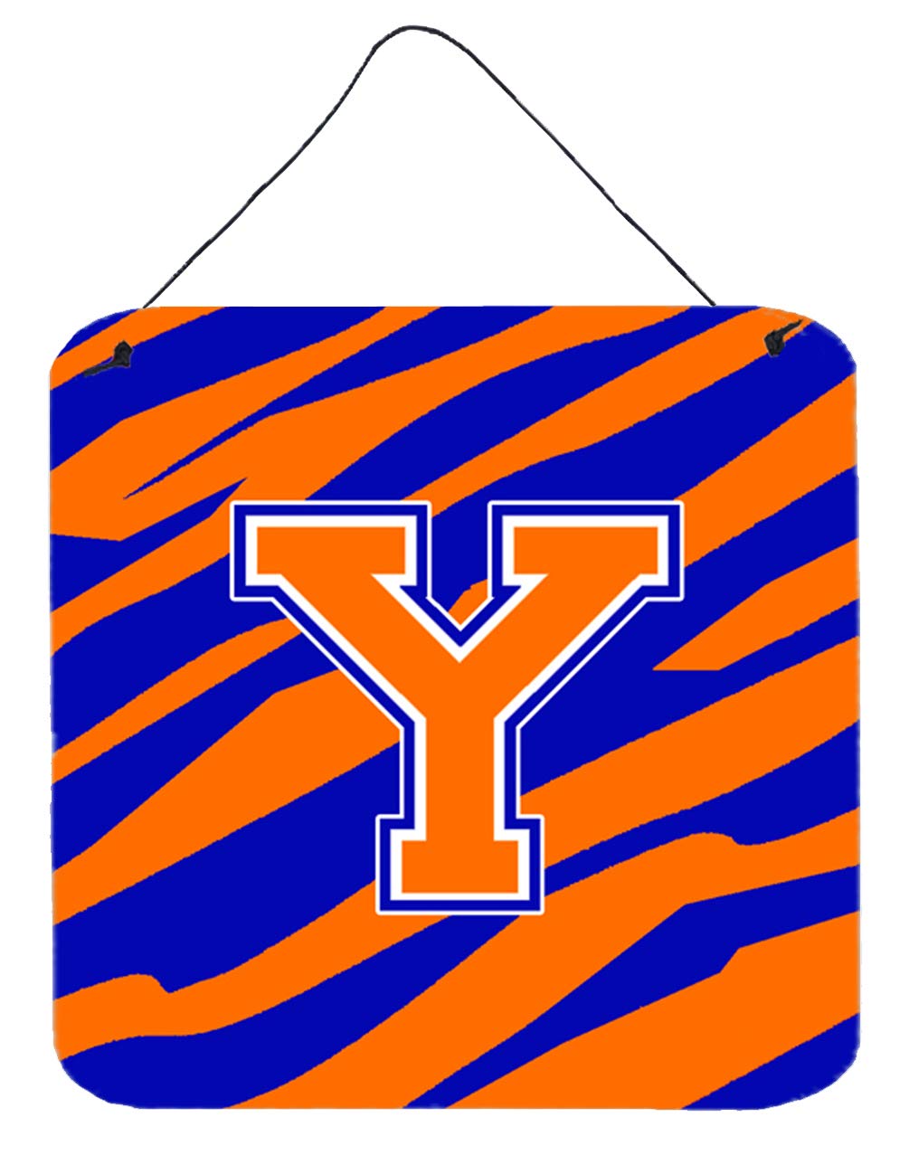 Caroline's Treasures CJ1023-YDS66 Letter Y Initial Tiger Stripe - Blue Orange Wall or Door Hanging Prints, 6x6, Multicolor