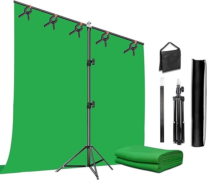 Greenscreen Hintergrund mit Ständer, 2 x 3M Grün Fotohintergrund