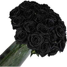 Laelfe Pack of 12 Black Artificial Roses 53 cm Long Stem Artificial Flowers Roses Realistic Black Artificial Roses for Wedding Ramos Home Decoration Party Arrangements Hotel Garden Decorations