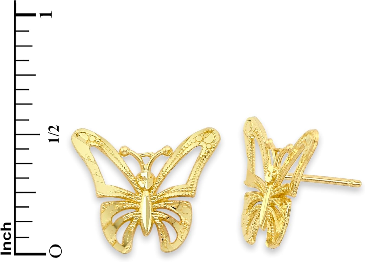 Solid Gold Butterfly Stud Earrings Available in 10k or 14k - Animal Jewelry