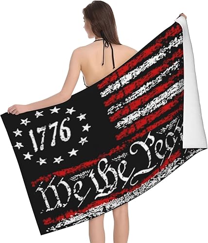 1776 - Toalla de playa vintage con bandera de Estados Unidos, toalla de baño, manta de playa, toalla de secado rápido para viajes, natación,
