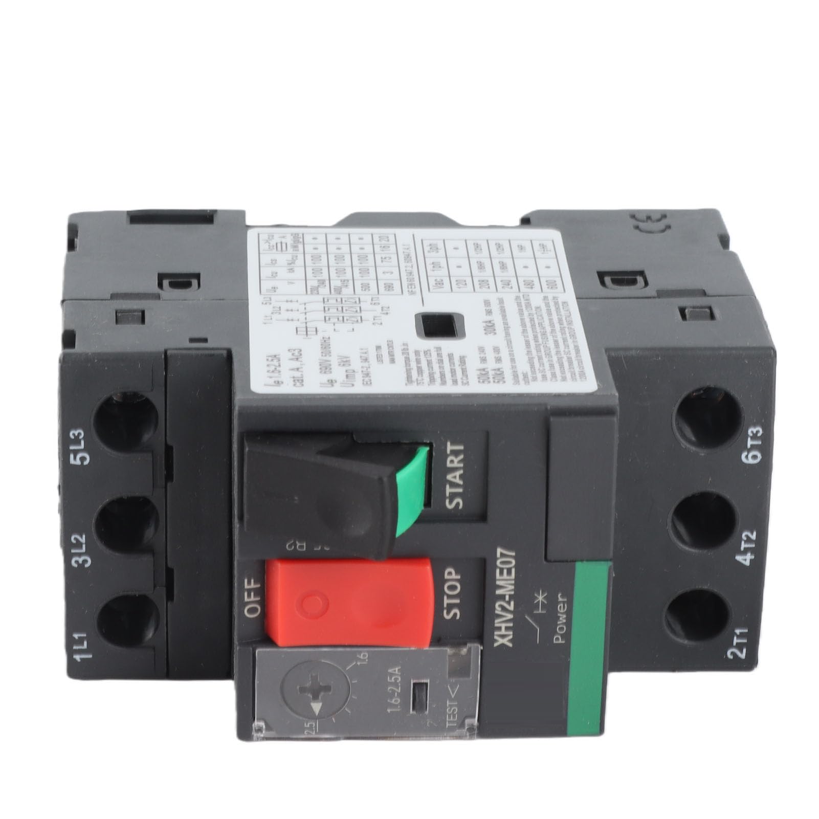 Disyuntor de Motor 3P 1.6-2.5A AC690V, Protección para Motor con Retardante de Llama, Montaje en Riel Guía de 35 mm, Interruptor de Circuito Trifásico para Control de Carga Industrial