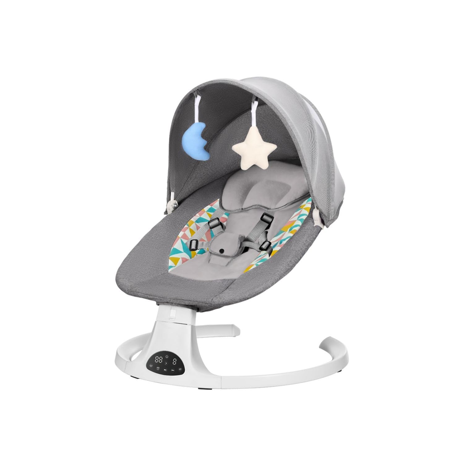 Wintem - Sdraietta Elettrica per Neonati con Dondolo Automatico, Musica Rilassante e Telecomando | Altalena Smart Touch 0–18 Kg per Sonno e Relax Sicuro del Neonato, con Zanzariera Parasole