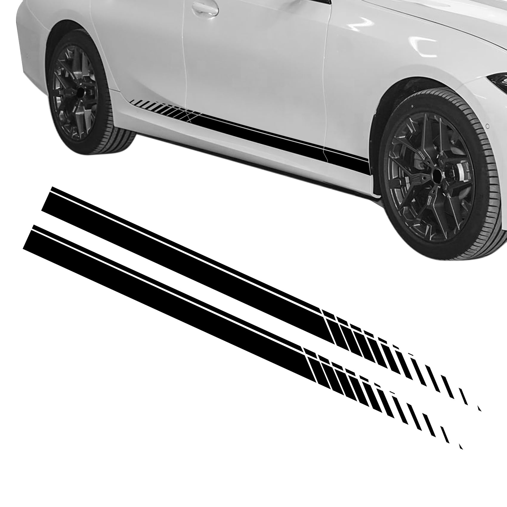 2 szt. sportowych naklejek graficznych w paski wyścigowe, naklejki samochodowe, auto karoseria, boczne wyścigi sportowe, paski graficzne, akcesoria do dekoracji samochodu, winylowe, DIY