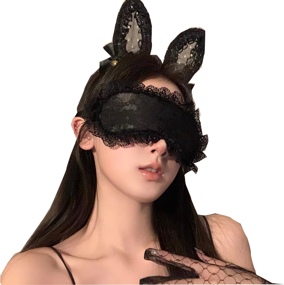 Women Lace Mask Black Silk Eye Blindfold Mask Masquerade Blindfold for Couples Roleplay Accessory