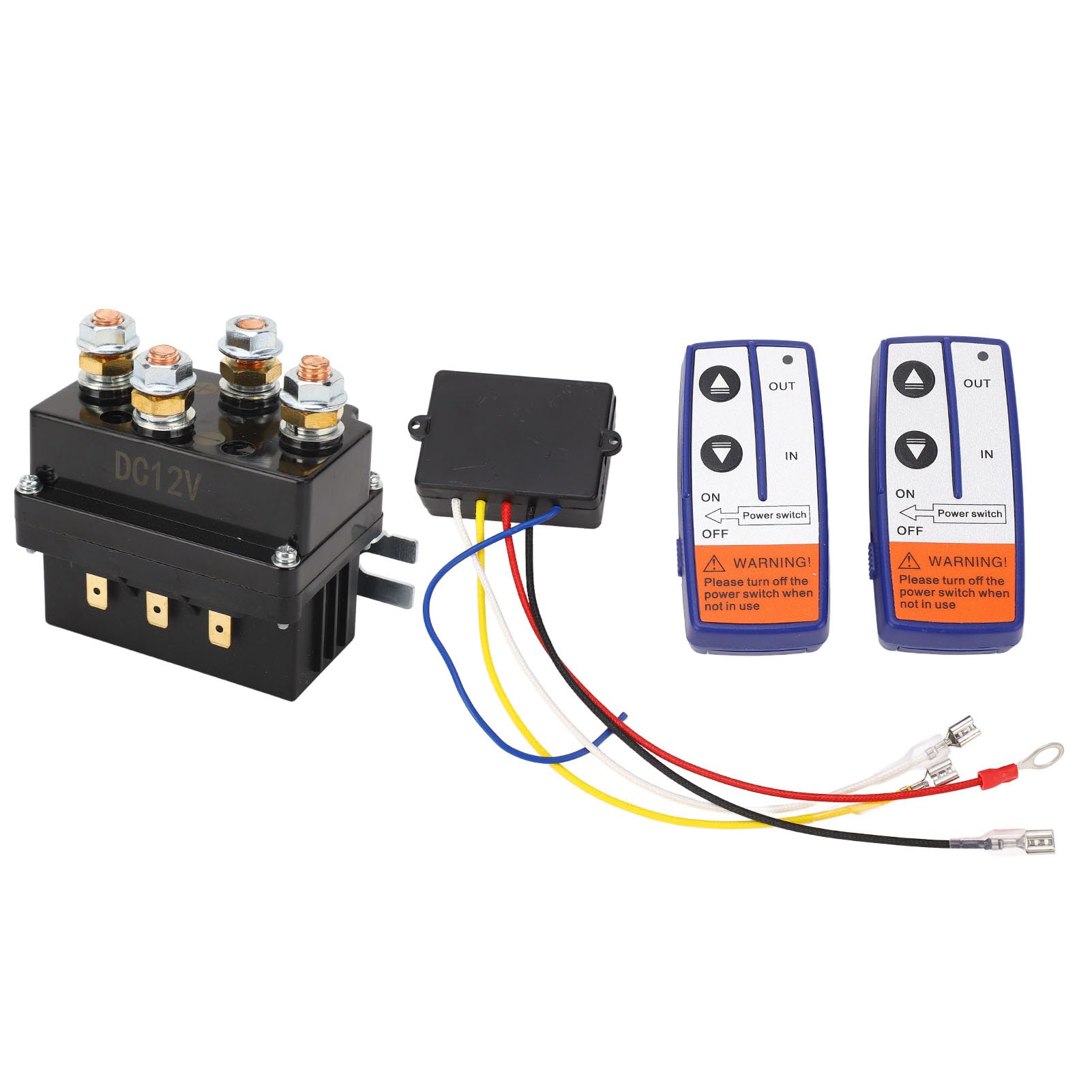 Contattore relè Solenoide Verricello 250A 12V, SUV ATV Fuoristrada Set Cavo di Collegamento relè Verricello Elettrico con Telecomando Relè Auto