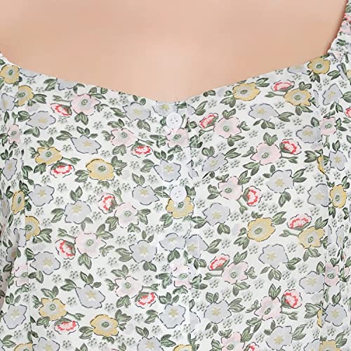 Image of FNOCKS Women Button Closure Short Sleeves Floral Printed Tops /Georgette Fabric