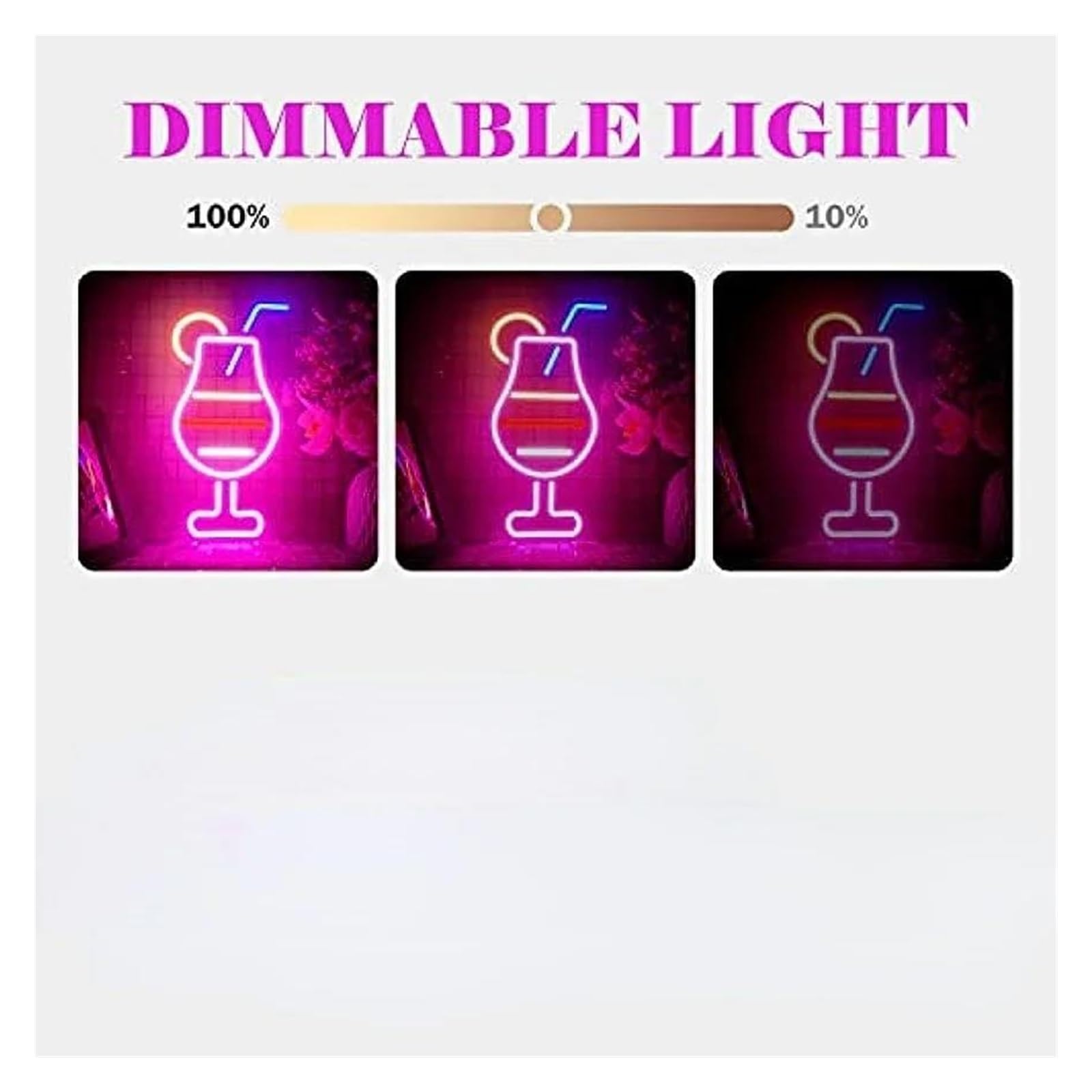 Wiszące neony artystyczne Koktajl Neon Sign Wall Decor USB Dimmer For Bar Party Man Cave Shop Business Window Display Decoration 20.5х37.5cm