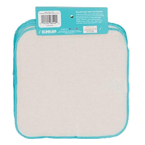 Miniatura 5 de Bumkins Toallitas reutilizables de franela para bebé, 12 unidades, naturales