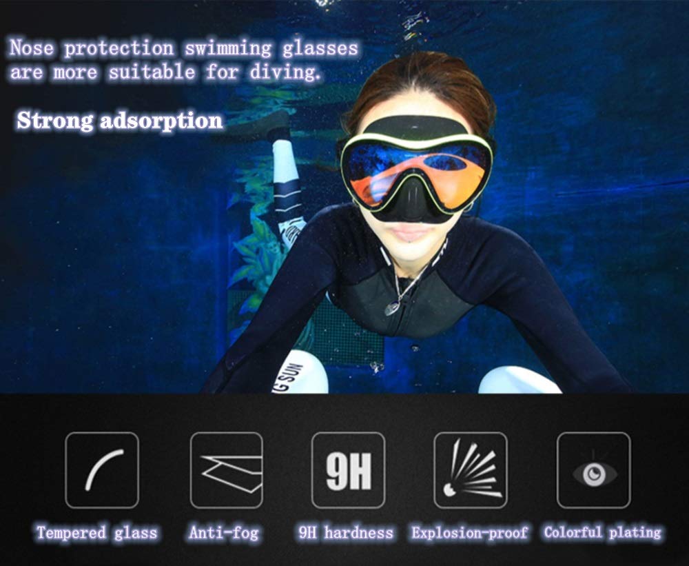 Antibeschlag-Schwimmbrille mit großem Rahmen und Nasenschutz – Schnorchelmasken-Set für kristallklare Sicht und Schutz unter Wasser
