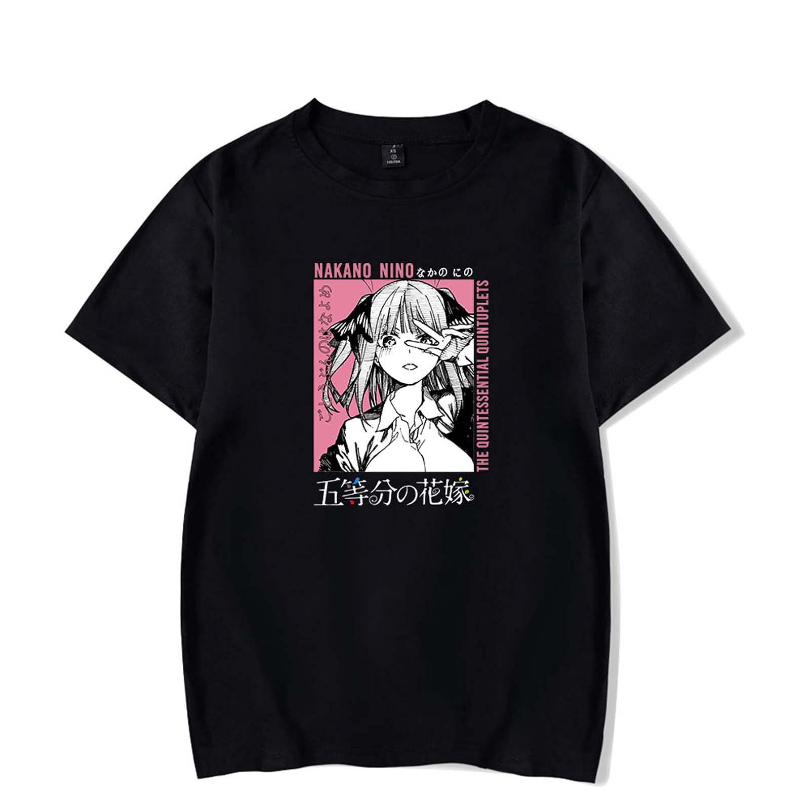 Flyself The Quintessential Quintuplets Anime T-Shirt Casual Anime Printing Tee Nakano Nino Nakano Itsuki Nakano Miku Nakano Ichika Nakano Yotsuba Short Sleeve Tops for Girls and Boys Black