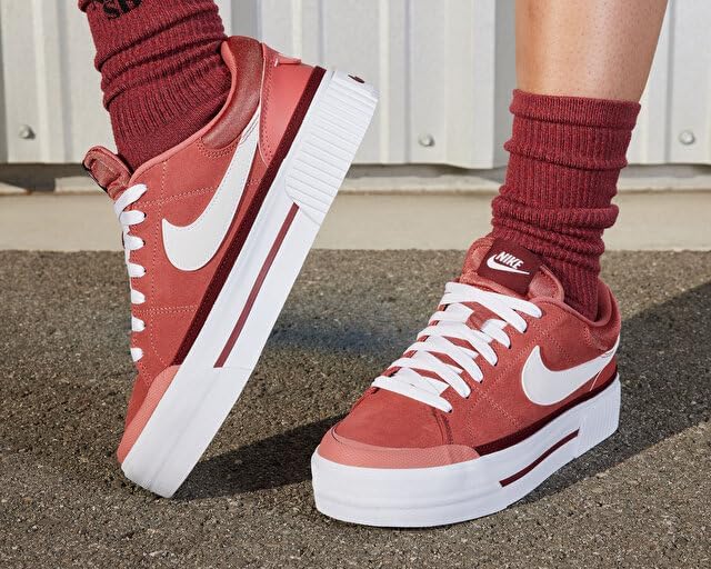 Nike Court Legacy Lift DM7590 Women's Shoes, Adobe White Team Red Dragon Red, 5.5 - Image 6