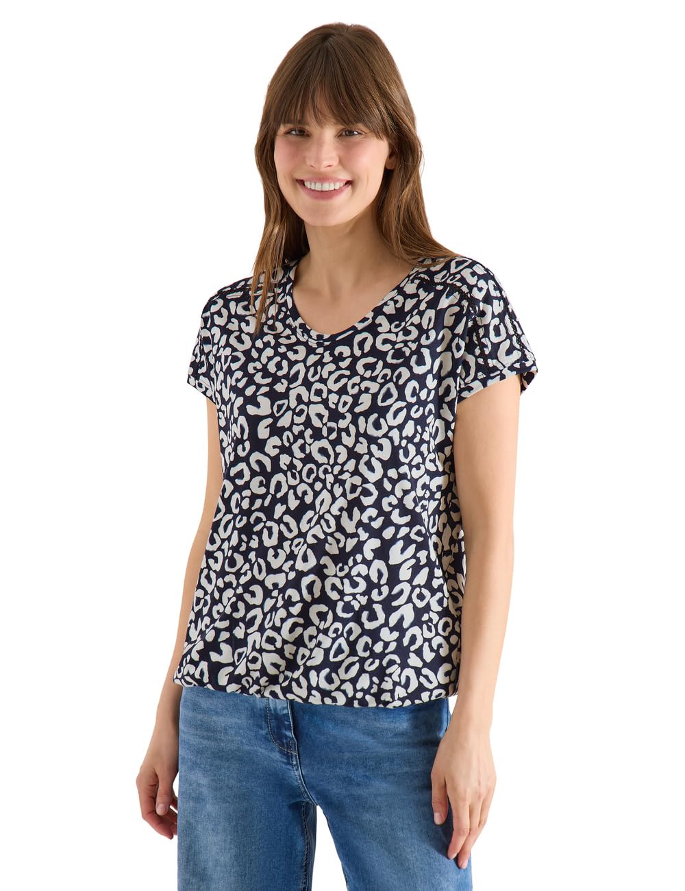 Cecil Women's Bleu T-Shirt Leo Aop