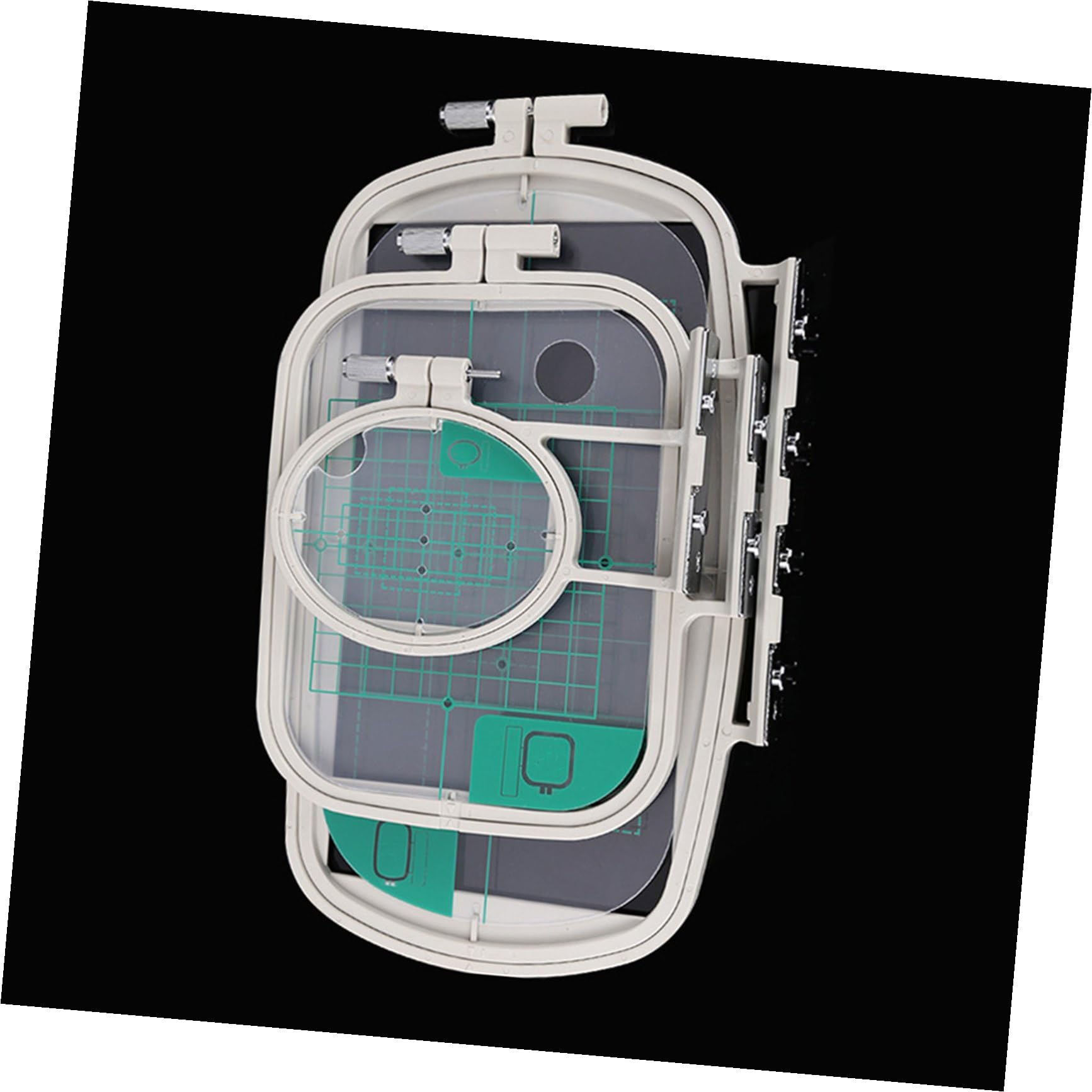 NUOBESTY Juego de Bastidor de Bordado de 3 Piezas para Máquina | Plástico, Alineación Precisa y Cuadrícula Azul, Compatible Se270d, Se350, Se400 y He120 He240