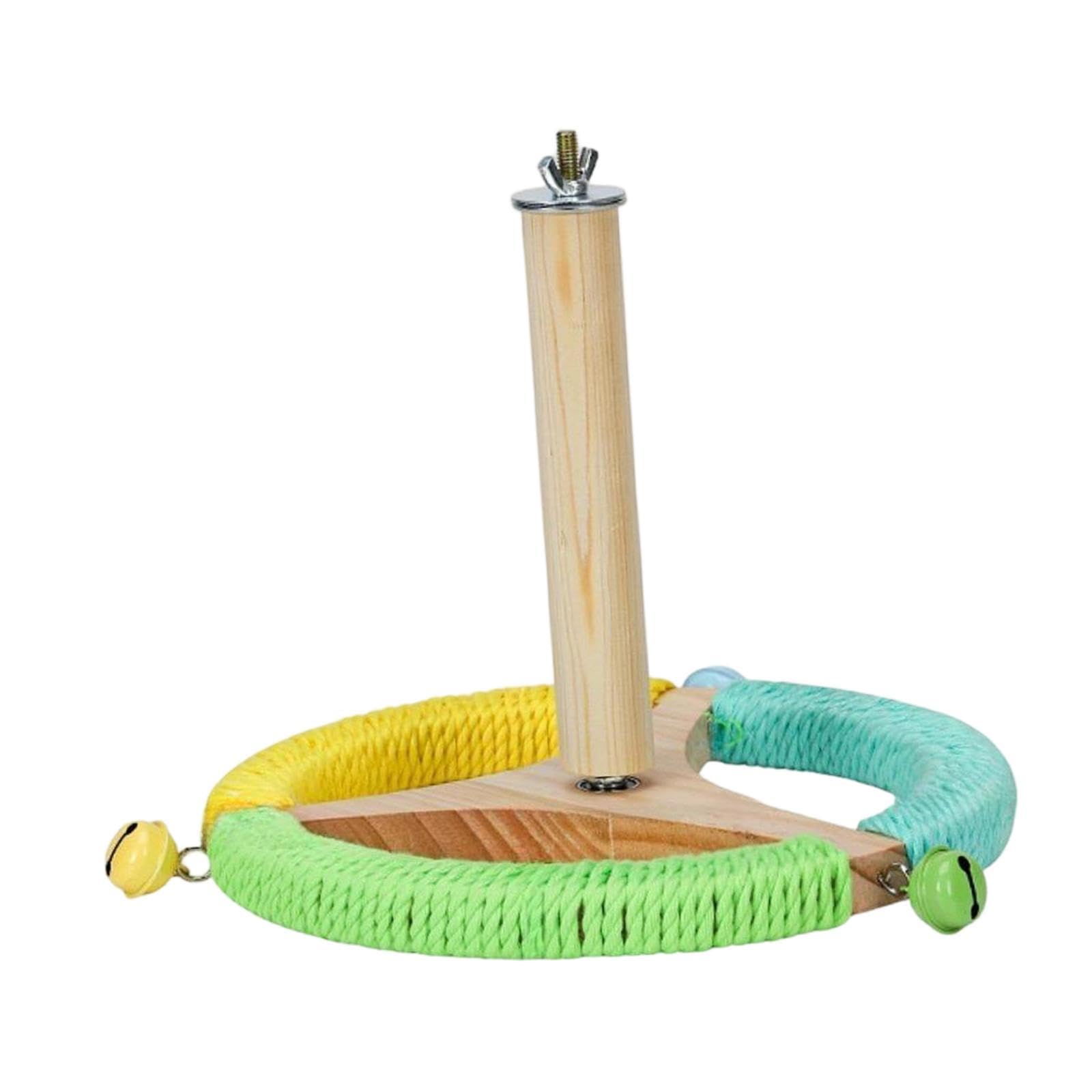 Generic Bird Perch Stand Toy Bird Rotating Perch,Interactive,Bird Cage Accessory Sturdy Parrot Perch Toy Exercise Wheel for Budgies, Three Color