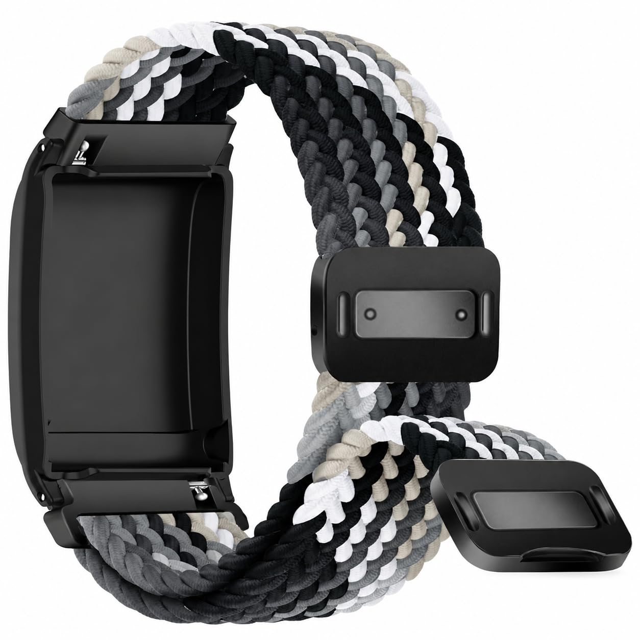 AGVFPH Avenni Compatible with Whoop 5.0 Band | Magnetic Nylon Woven Adjustable Strap, Breathable Braided Sport Wristband Replacement for Men & Women, Black/White/Rainbow (Glacier Gray)