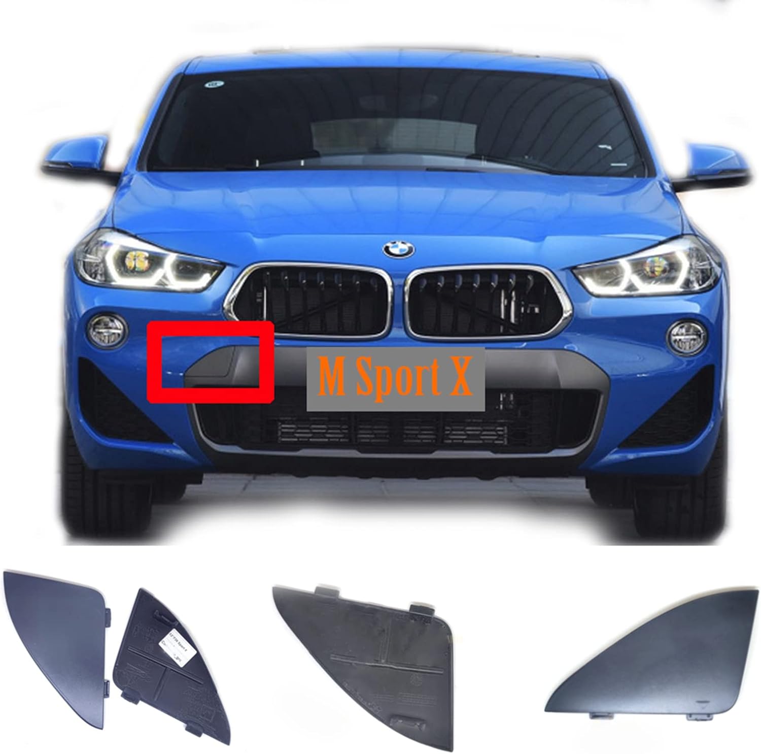 Front Tow Cover for 18-23 BMW X2 F39 Fit 18dX 18i 20d 20i 25d 25i M35i sDrive xDrive SAC 2018 2019 2020 2021 2022 2023 Bumper Towing Hook Eye Cap White