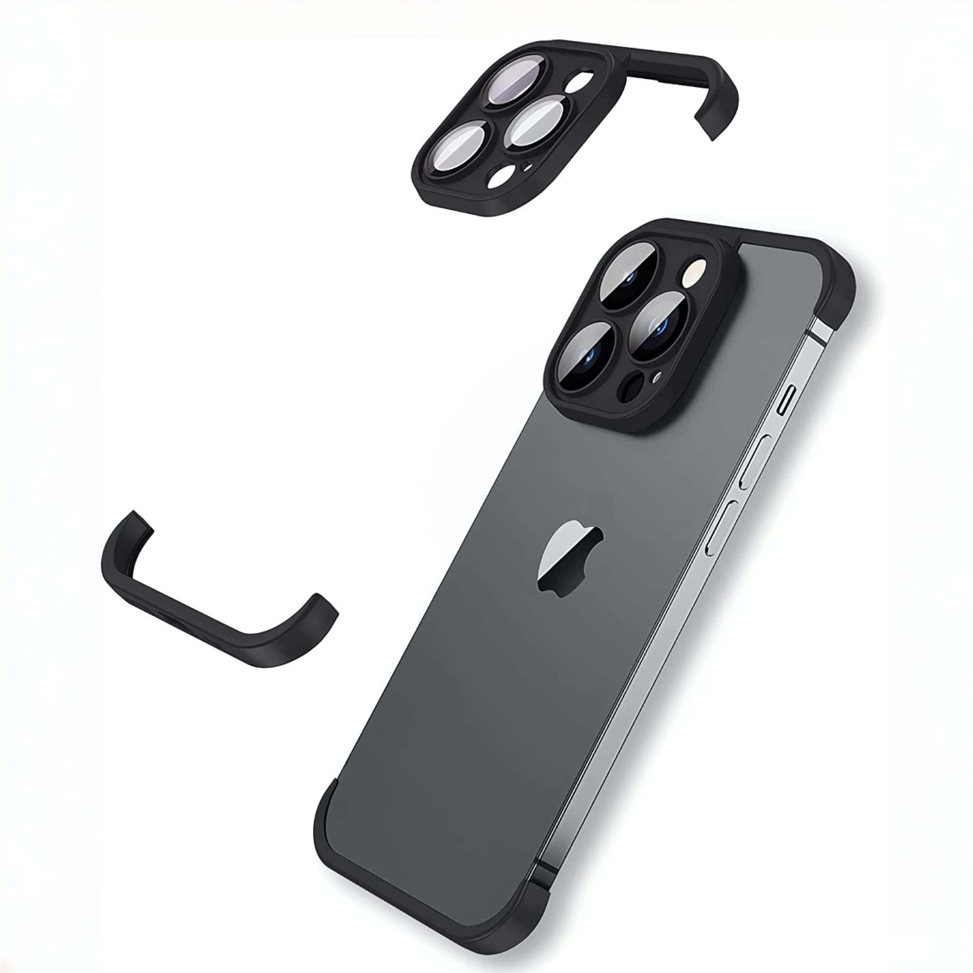 VEE Frameless Fit for iPhone 14 Pro Max Case with Camera Lens Protector, Slim Soft TPU Shockproof Phone Cover, Minimalist Yet Protective Bumper Shell… (Black)