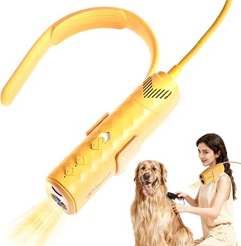 Dog Dryer for Pet Grooming,Pet Neck-Hanging Hair Dryer,Alternating Hot and Cold Airflow.Handheld & Hands-Free.Low-Noise, Ultra-Lightweight.High Wind Speeds.Adjustable Heat & Speed