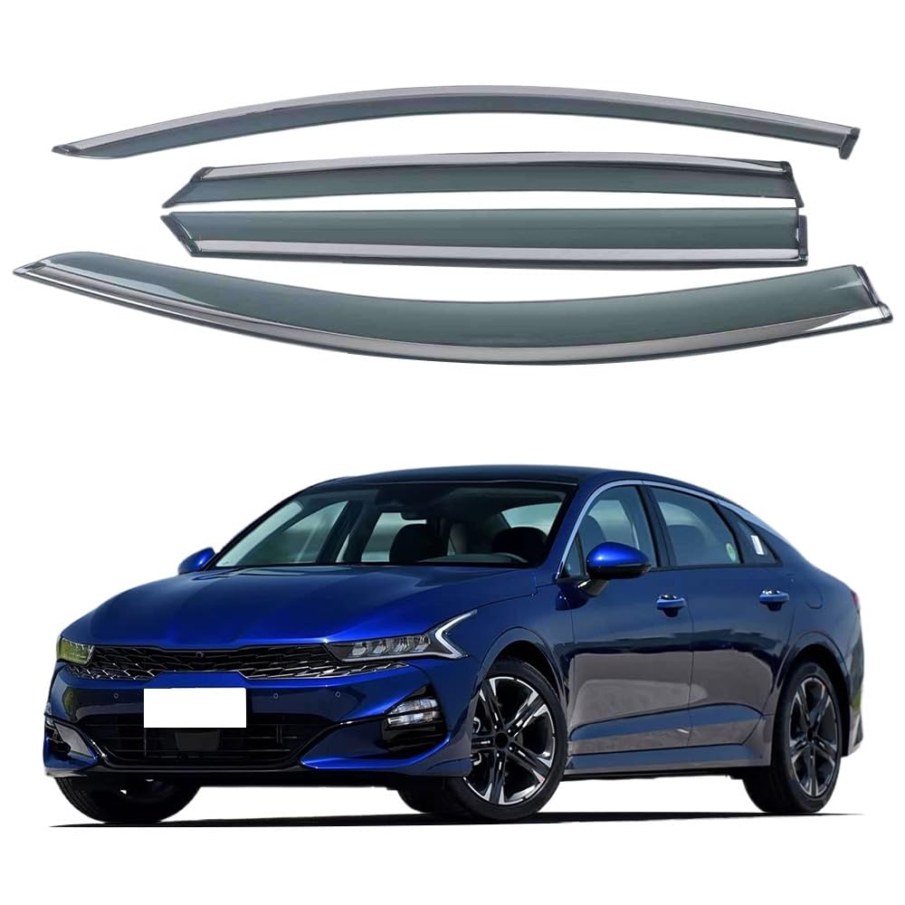 Liufangfc Normal Wind Deflectors For Kia K5 Kecou 2020 – 4Pc Tape-On Smoked Visors, Weatherproof, Anti-Salt/Snow, Low-Noise