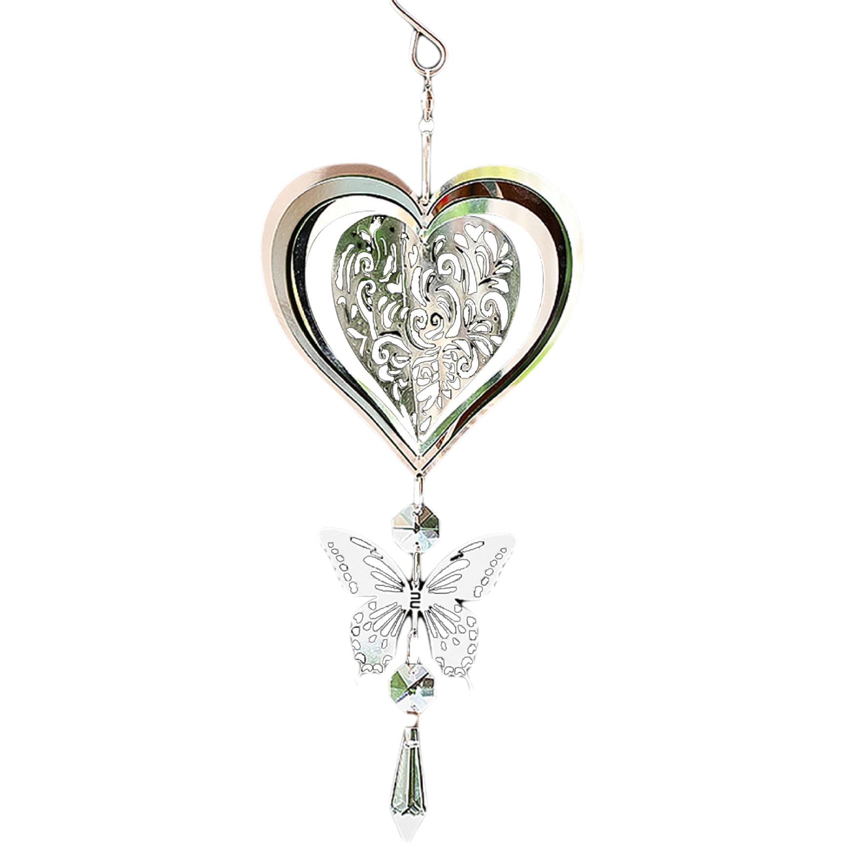 Hilai Wind Spinners for Garden, Love Heart 3D Wind Spinner, 360Β° Spin Hanging Garden Spinners, Stainless Steel Sculptures for Lawn Yard Balcony Style 1, Tools
