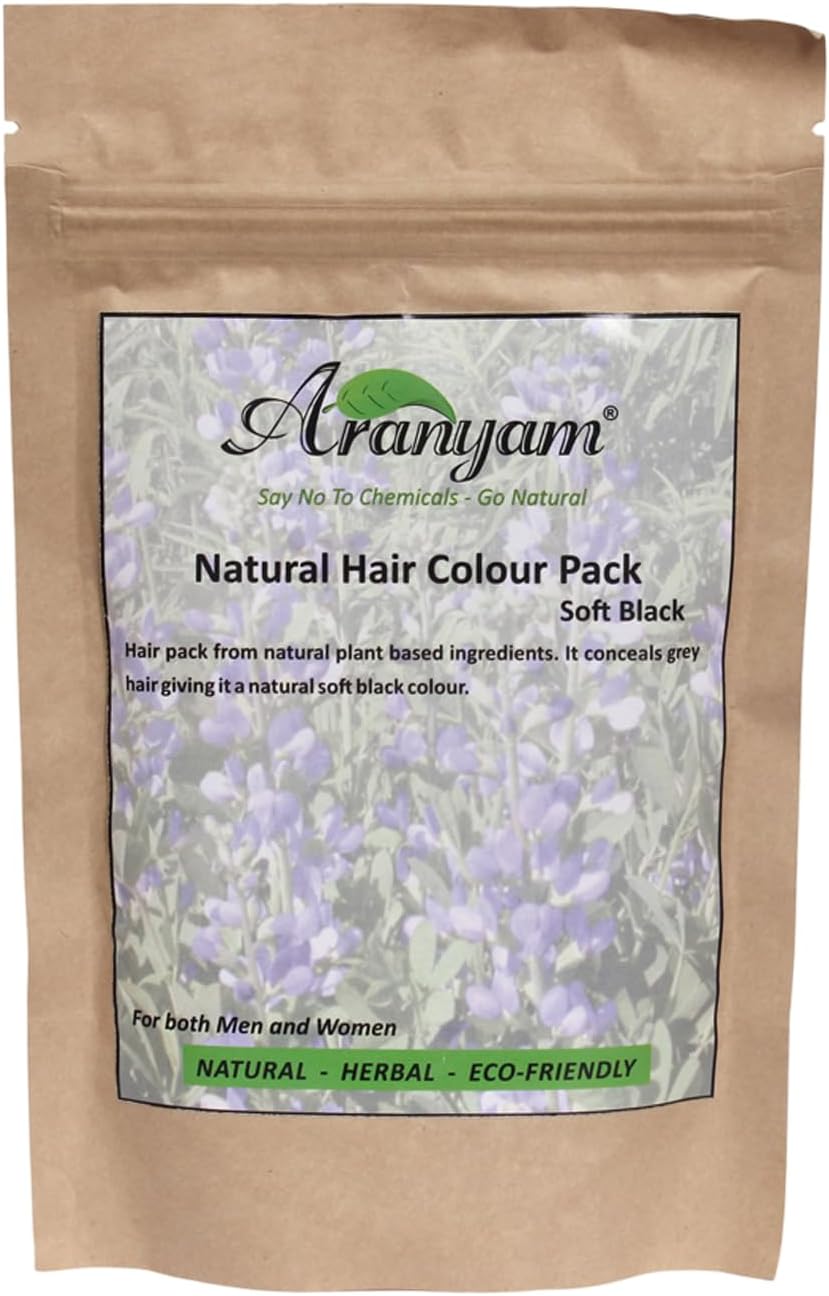 Natural Hair Color Pack Soft Black - 100 gm | Natural Color Without Chemicals - PPD-Free | Ayurvedic Ammonia-Free Hair Color for Grey Hair