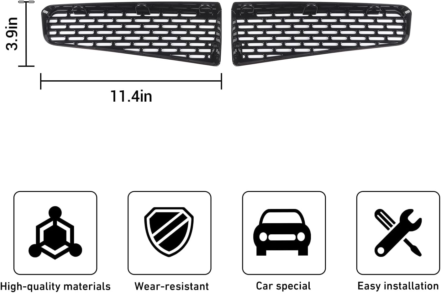 Linskip Honeycomb Front Bumper Bottom Fog Vent & Side Fender & Headlgiht Cover Trim Fit for 2021-2025 Ford Bronco Accessories, Fog Vent Inserts for Bronco Accessories(Black)