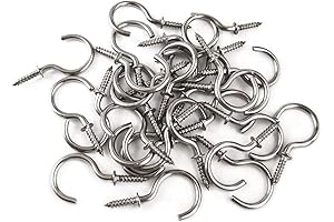 60 Pcs 304 Stainless Steel Screw Ceiling Hooks 1-inch Cup Hook Screw-in Light Hooks