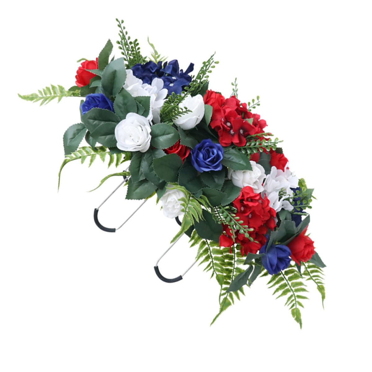 Fleurs artificielles pour pierre tombale déco funéraire extérieure tissu soie 65cm