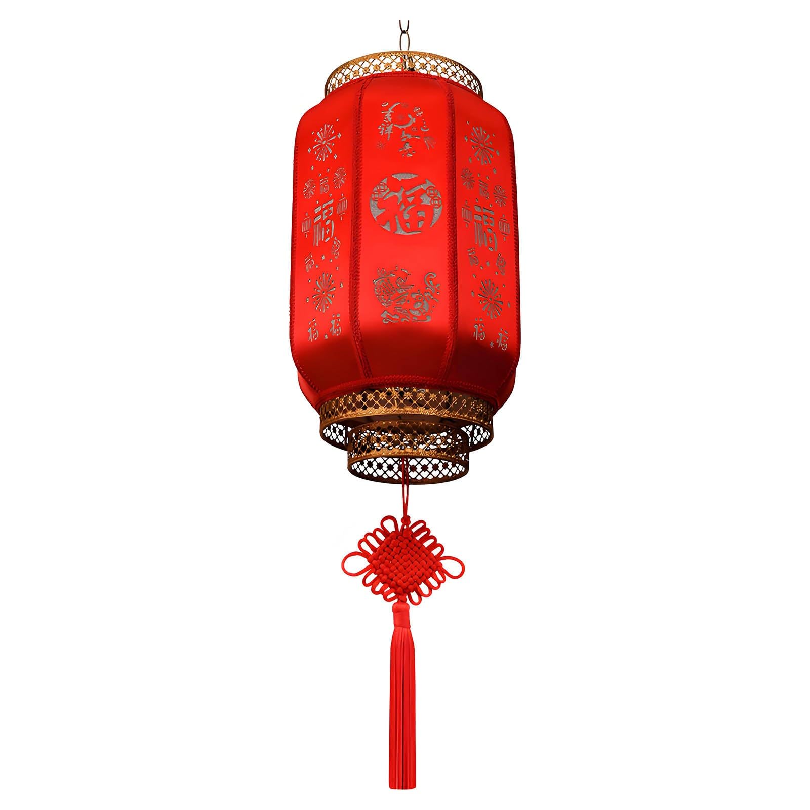 SBZIOJHDR Chinese-style lanterns, Red Chinese Lanterns with Fu, Traditional Hanging Lamp Shade, Party Decorations(60#)