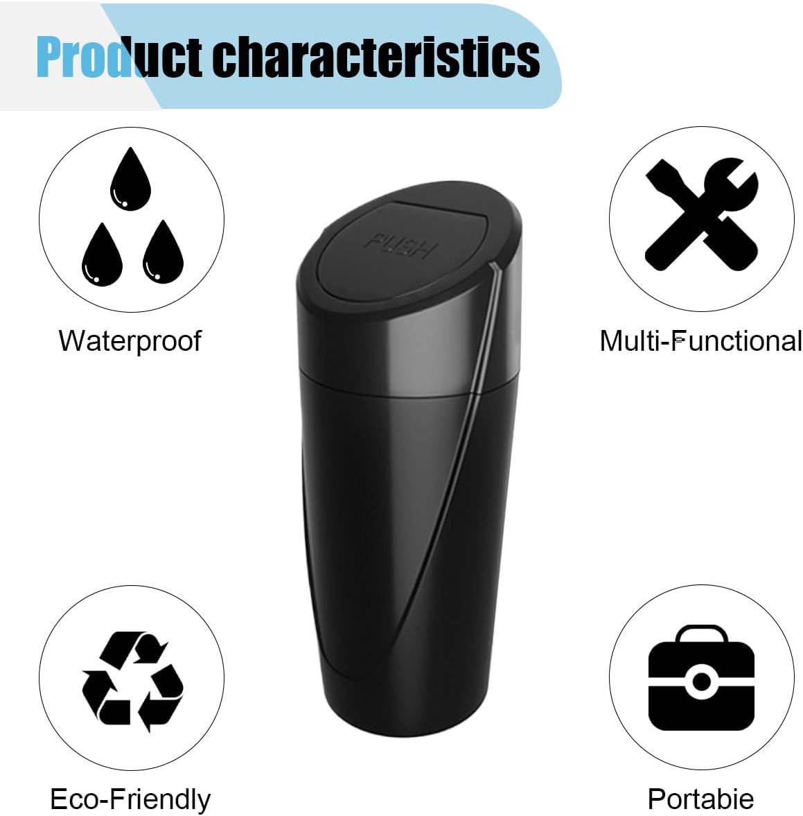 Car Trash Can Bin with Lid, Portable Leakproof Automotive Garbage Can Bin, Car Cup Holder Trash Can with 1 Roll Trash Bags, Mini Car Storage Interior Accessories for Car, Vehicle, Office, Home (2PCS)