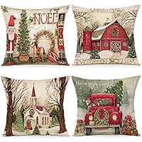 Set Di 4 Federe Cuscini Natalizi, Rosso Cuscini per Divano 40X40
