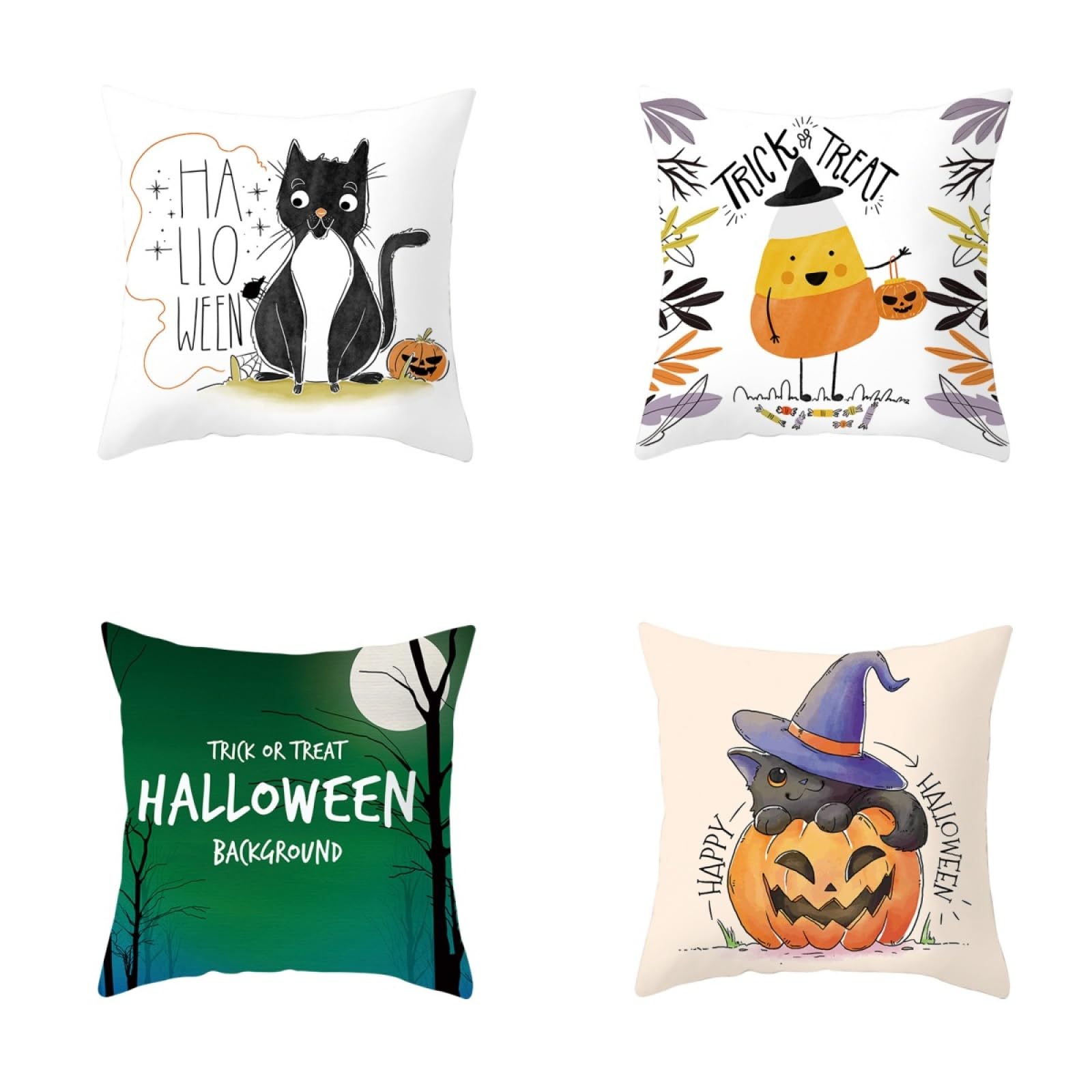 Fundas Cojines Sofa Halloween Verde Cushion Covers Funda Cojin 80x80/4 Pcs