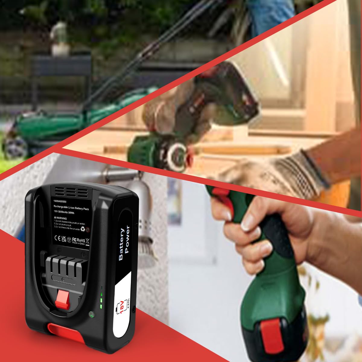 Bosch PBA - Batteria di ricambio da 5000 mAh, 18 V, per batteria e caricabatterie, ad alta capacità, confezione da 2