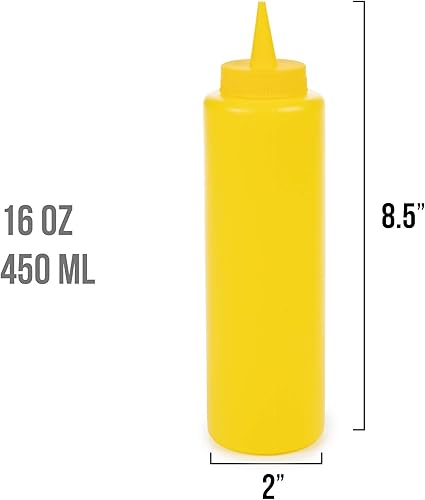 Miniatura 6 de Paquete combinado de botellas de salsa de tomate y mostaza  2 unidades de 16 oz de plástico rojo y amarillo dispensadores de condimentos de mesa de