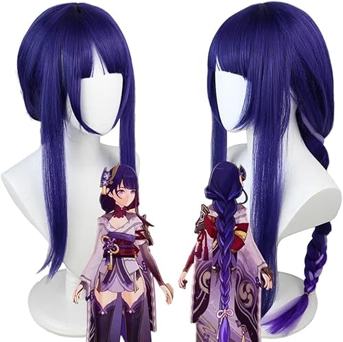 Vista 6 de Raiden Shogun - Disfraz de cosplay de Raiden Shogun para mujer, traje de fiesta de Helloween con peluca